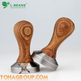 Cục nén cà phê tay cầm gỗ tốt 58mm L-beans Tamper gỗ mặt phẳng L6